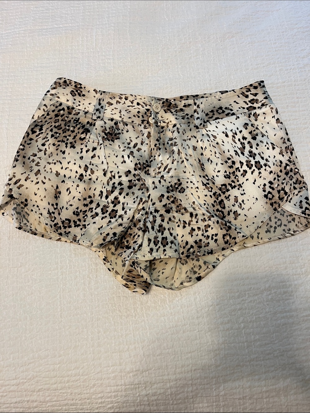 Alice + Olivia Ivory and Black Leopard Print Satin Shorts 6